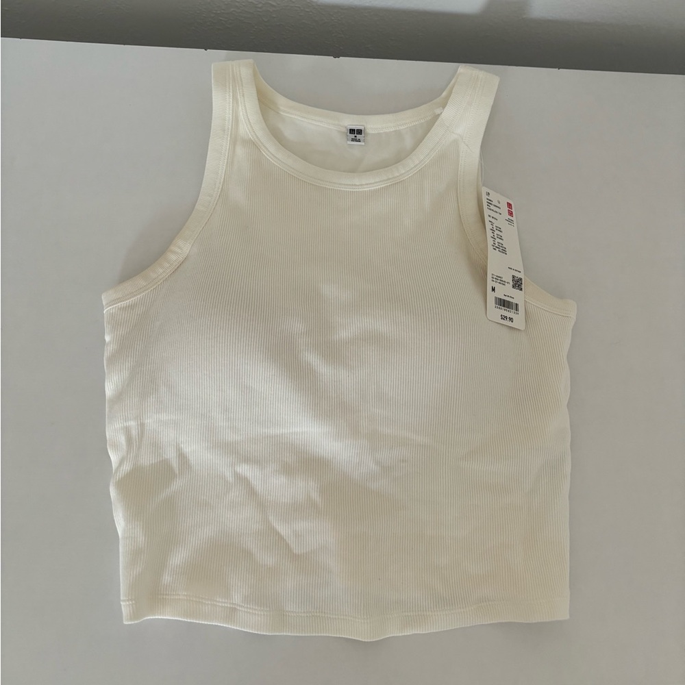 Uniqlo Ribbed Cropped Bra Top M NWT